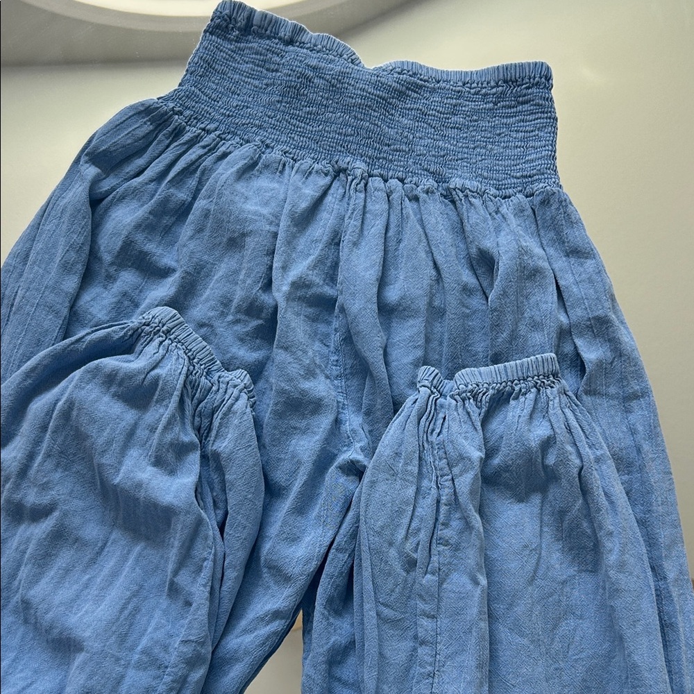 Blanco By Nature Blue Smocked Waist Pants - Picture 3 of 3